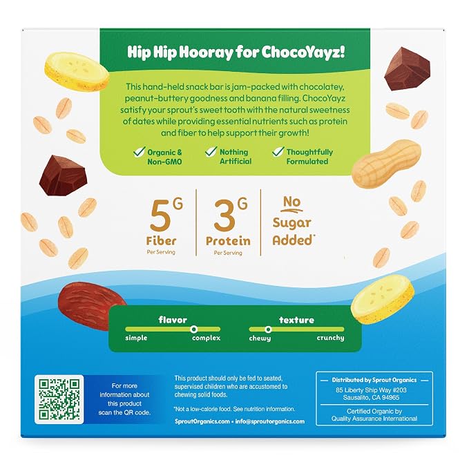 Sprout Organics, Yayz Toddler Snack Bars, Chocolate & Banana, 5 Individual Bars - Image 3