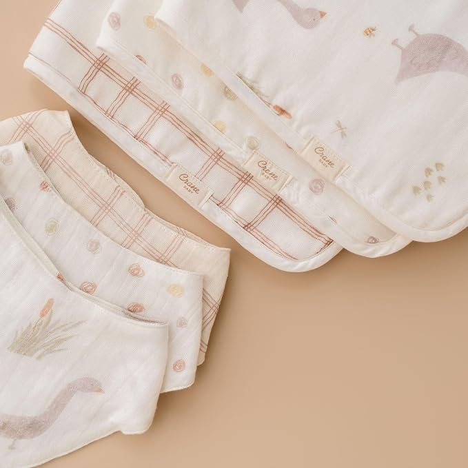 Crane Baby Burp Cloth Set, 3-pc. Charlie Farmhouse Goose Collection, Soft 100% - Image 6