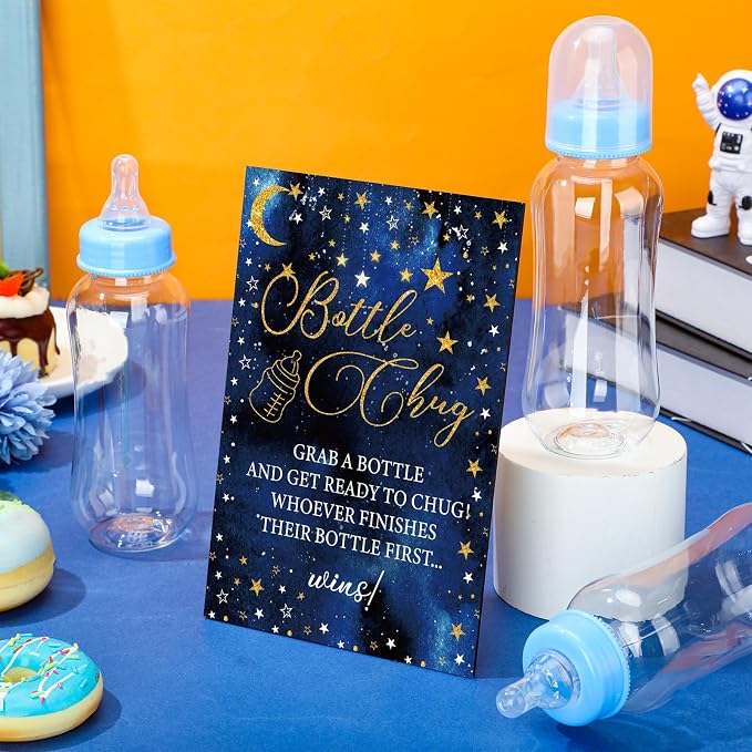 TrelaCo Star Cool Baby Shower Games Bottle Chug Sign Wooden Twinkle Moon and - Image 5