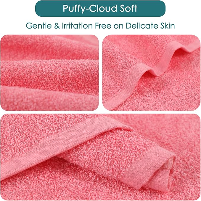 Baby Washcloths 6 Pack, 10x10 inch Heavenly Soft Pink Wash Cloths - Image 7
