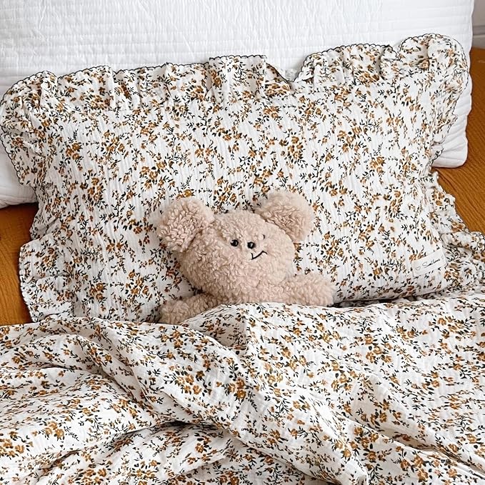 BuLuTu Soft Cotton Muslin Kids Toddler Pillowcases Hibiscus Flowers Pattern - Image 5
