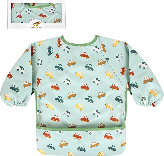 Long Sleeve Baby Bib For Eating Feeding Mess Proof Waterproof Food Smock Bibs by BebeFavour