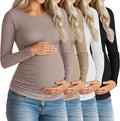 Huukeay 4 Pack Women's Maternity Shirts, Long Sleeve Cotton Ribbed Pregnancy by Huukeay
