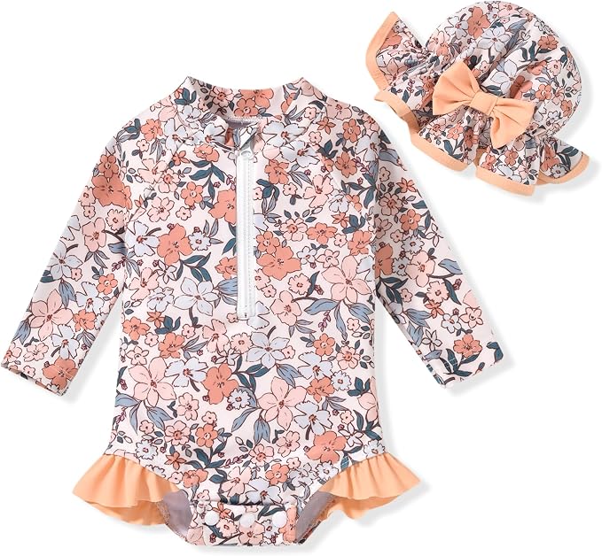 Aalizzwell Baby Girls Long Sleeve One Piece Swimsuit by Aalizzwell