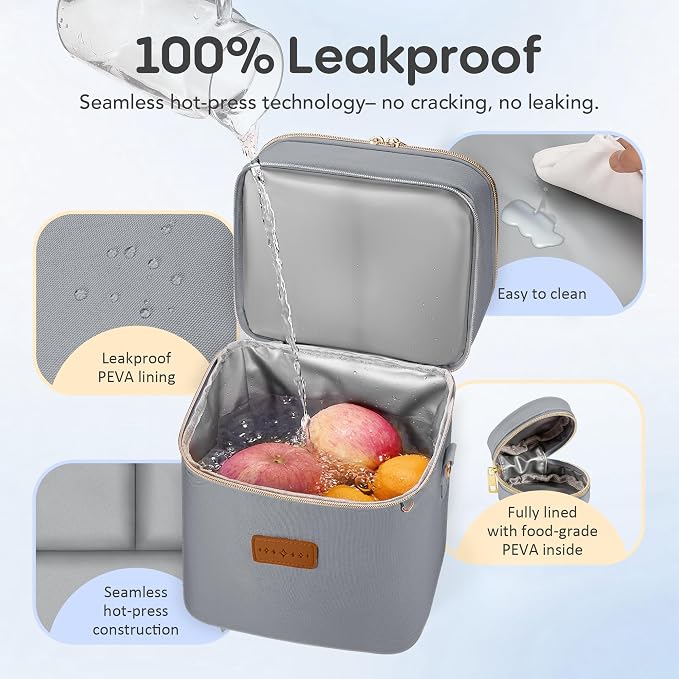 Breastmilk Cooler Bag with Ice Pack & Pacifier Case, Large Double Layer - Image 4