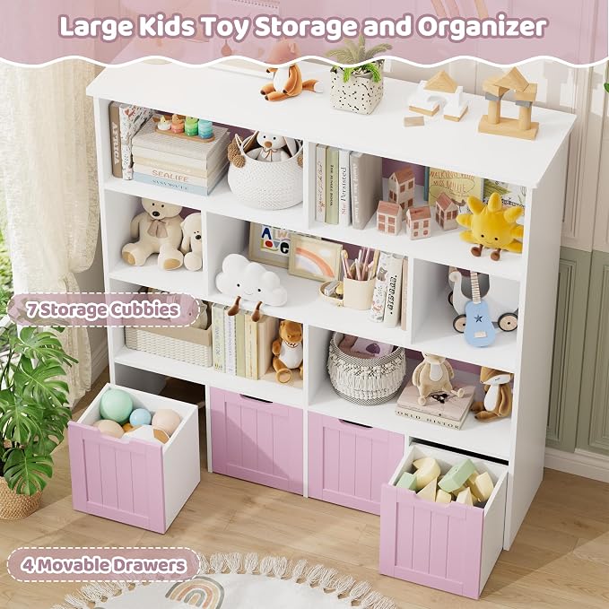 FINETONES Toy Storage Organizer, Kids Bookshelf - Image 3