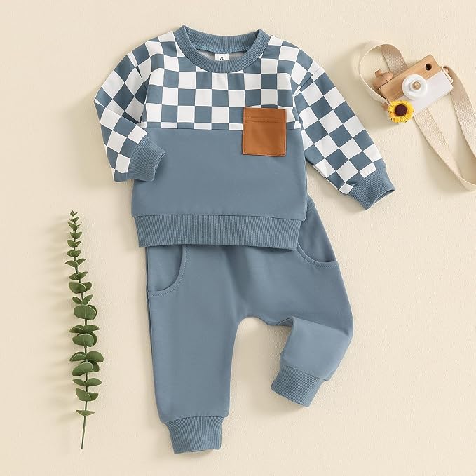 Toddler Baby Boy Fall Outfits Long Sleeve Crew Neck Pullover Sweatshirt + - Image 2