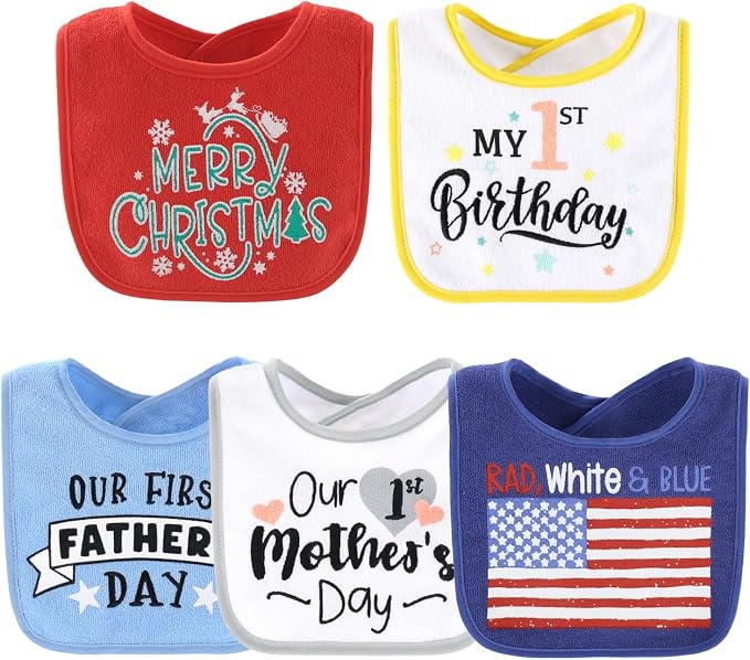 The Peanutshell Baby Boy or Girl Terry Bibs Set of 10-100% Cotton, Absorbent - Image 5