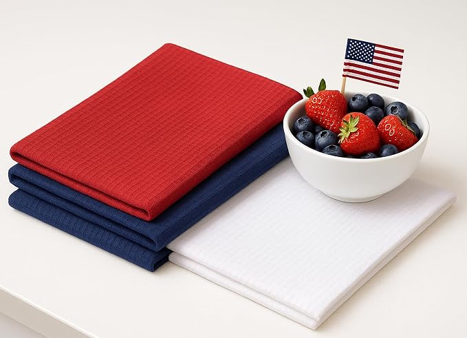 PurpleEssences 4th of July Waffle Weave Kitchen Towel, 100% Cotton 15x25 Inch - Image 6