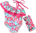 Toddler Baby Girls Ruffles Bikini One Piece Swimsuits Floral Off Shoulder by HINTINA