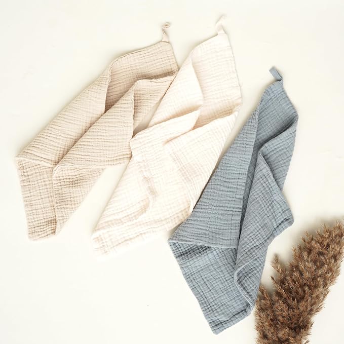 Konssy Baby Muslin Washcloths 7-Pack, 100% Cotton Baby Bath Washcloths - Image 2