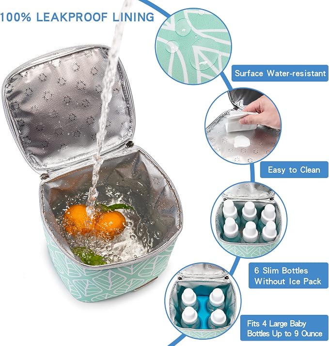 Breast Milk Cooler Bag with Ice Pack Fits 4 Baby Bottles Up to 9 Ounce - Image 4
