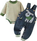 Baby Boy Clothes Fall Winter Outfits Long Sleeve Striped Romper Cute Cartoon by CETEPY