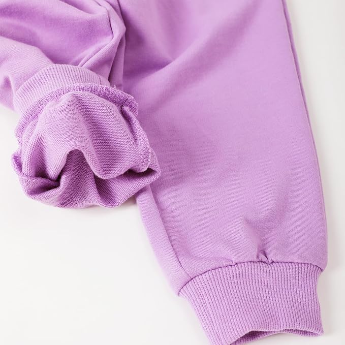 HILEELANG Girls Cotton Joggers Sweatpants Embroidery Drawstring Waist Pockets - Image 8