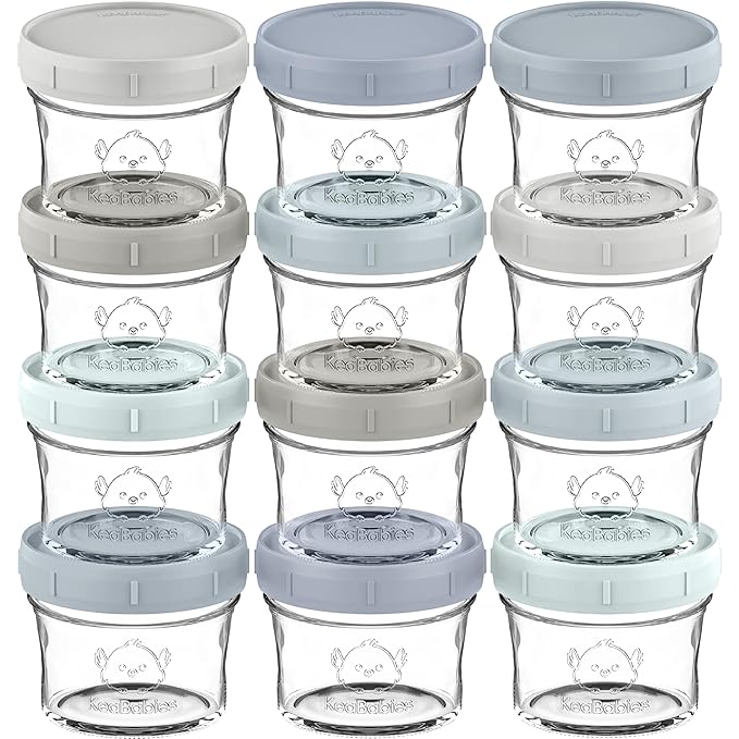 KeaBabies 12pk 4oz Glass Baby Food Containers by KeaBabies