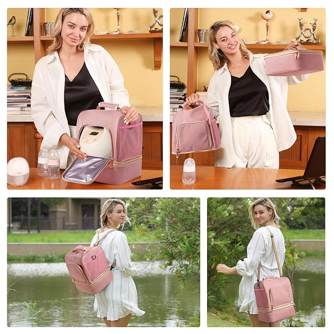 NCVI Breast Pump Bag, Double Layer Removable Pump Bag - Image 9