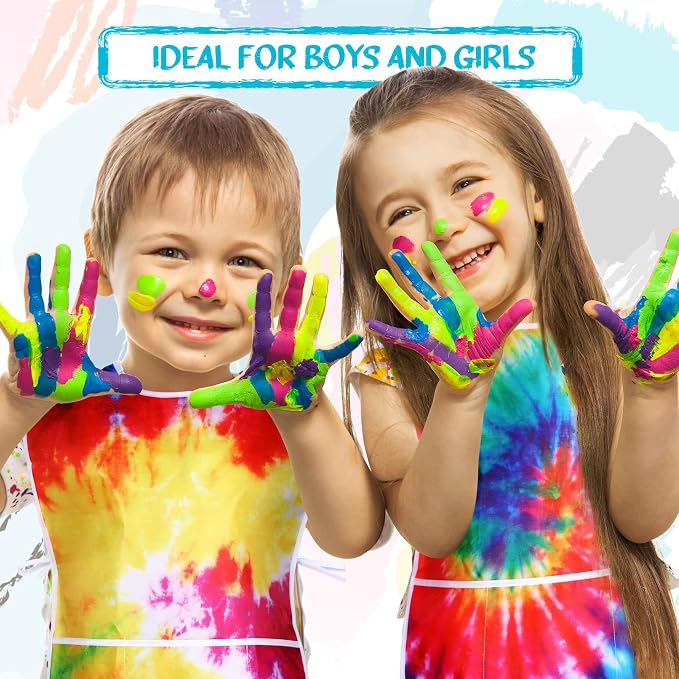 SATINIOR 2 Pieces Kids Art Smock Toddler Apron Waterproof Painting Artist Apron - Image 4