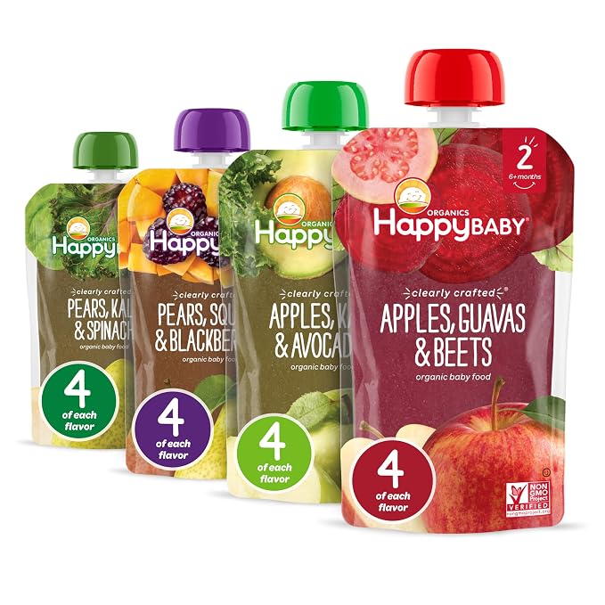 Happy Baby Organics Stage 2 Baby Food Pouches, Gluten Free, Vegan & Healthy by HappyBaby