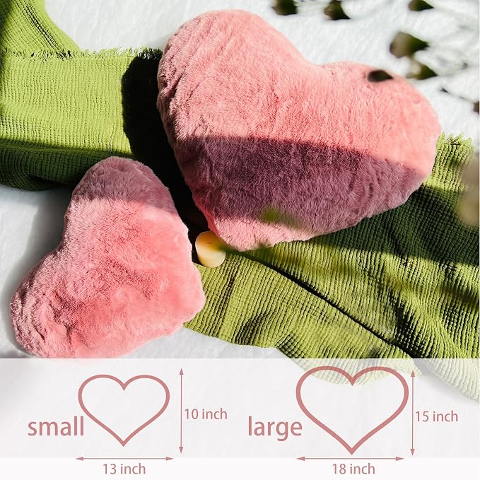EastTree Heart Pillows, Bean Paste Pink Heart Shaped Pillows, Ultra Soft - Image 3
