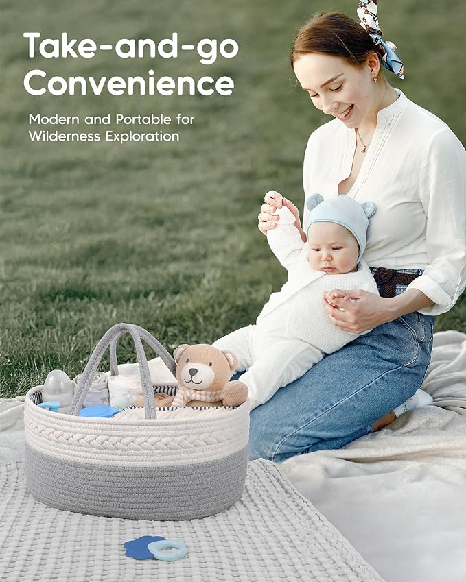 Maliton Cotton Rope Diaper Caddy Organizer - Image 5