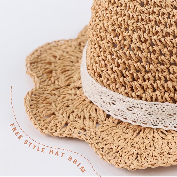 Baby Girl Straw Hat Outdoor Baby Sun Protection Hats Summer Bowknot Beach Cap - Image 4