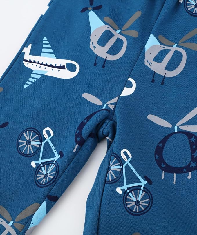 LOKTARC 2 Pack Boys Drawstring Sweatpants Cute Pattern Cotton Sport Jogger Pants - Image 5
