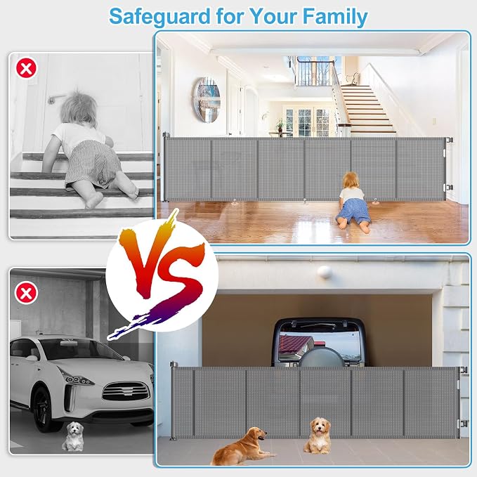 Upgrade 150 inch Retractable Baby Gates, EZIGO Extra Wide Baby Gate - Image 4