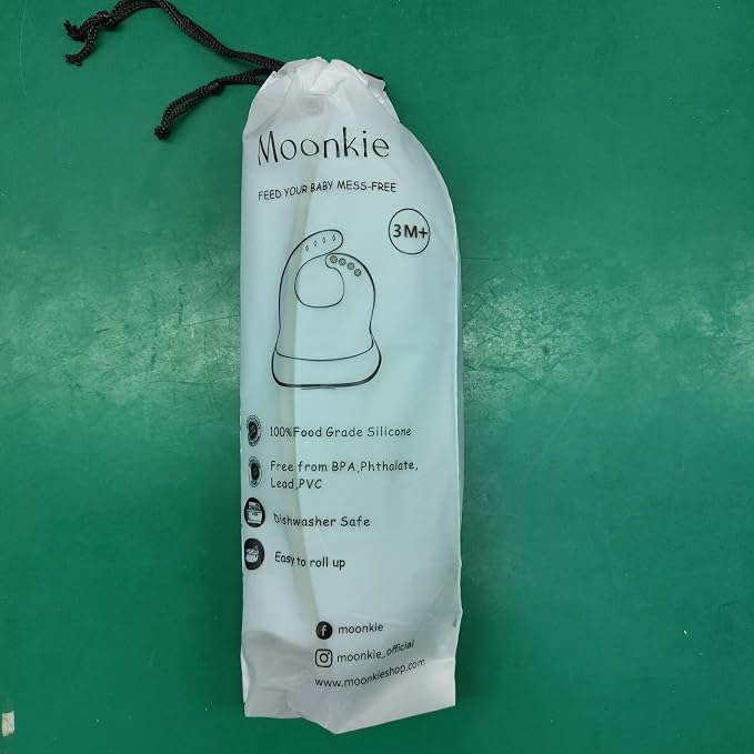Moonkie Silicone Baby Bibs Set Of 2 | BPA Free Waterproof | Soft Flexible - Image 10