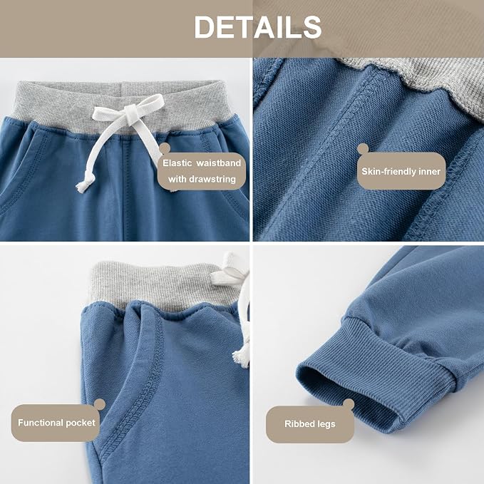 GFQLONG 3 Pack Toddler Boys Sweatpants Kids Active Jogger Pants - Image 3