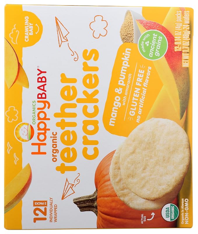 Happy Baby Organics Organic Teether Crackers Gluten Free Mango & Pumpkin - Image 2