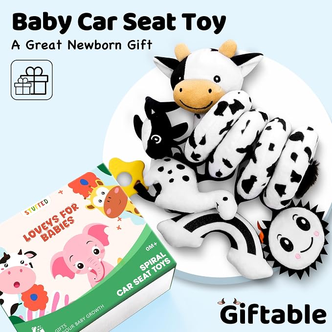 Spiral Car Seat Baby Toys 0-6 Months, Infant Carseat High Contrast Sensory Toys - Image 7