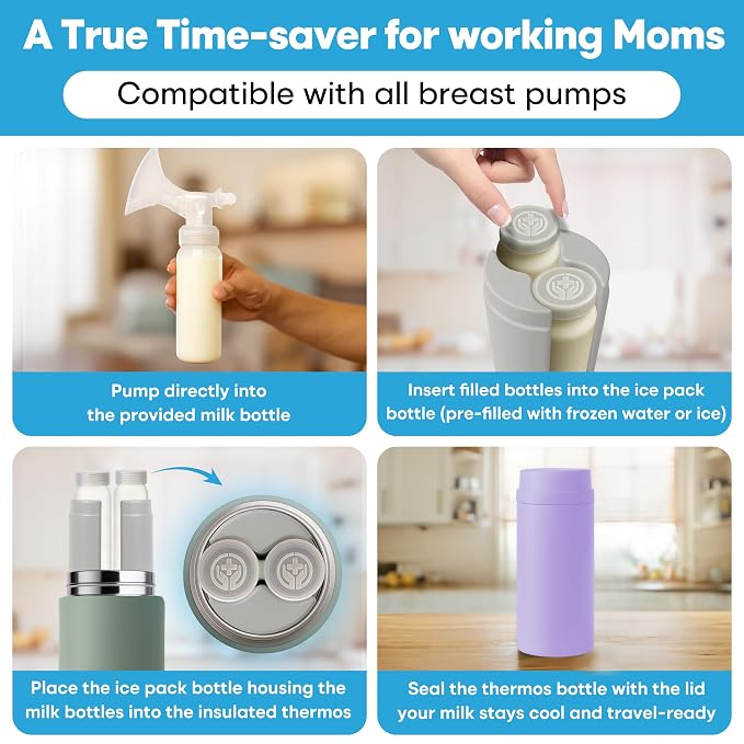 Portable Breast Milk Cooler Bottle: 30H Cooling Time, 2 x 150ml/5Oz, Durable - Image 3