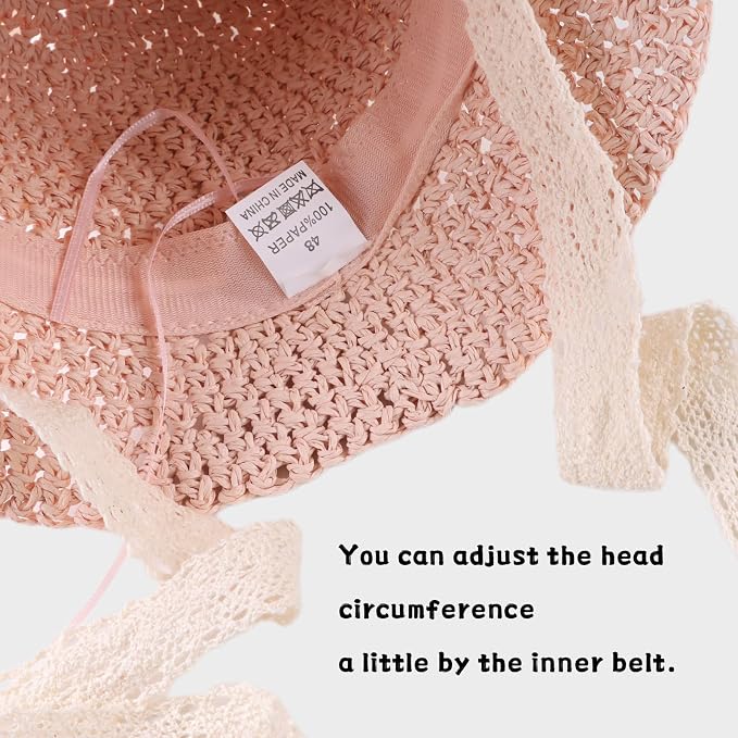 Baby Girl Straw Hat Outdoor Baby Sun Protection Hats Summer Bowknot Beach Cap - Image 5
