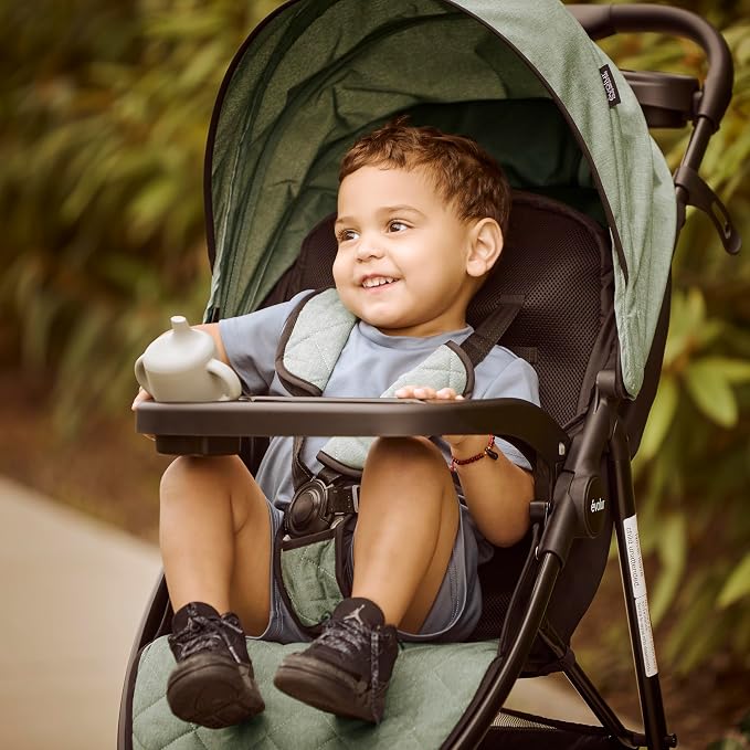 Evolur Breeze Stroller in Green, Adjustable Backrest & Canopy, Compact Fold - Image 5