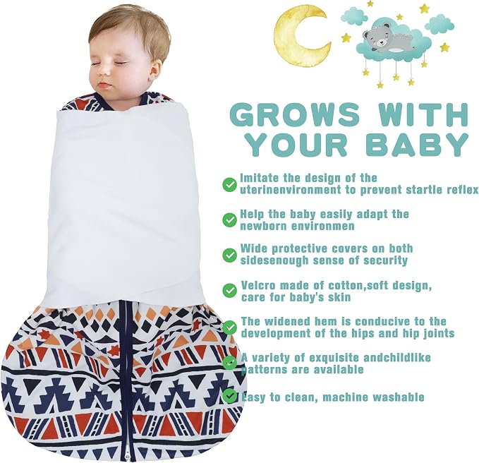 Newborn Sleep Sack Baby Swaddle, 3-Way Adjustable Wearable Blanket, 100% Rayon - Image 2