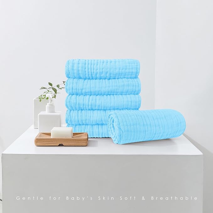 Muslin Burp Cloths 100% Cotton Large 20''x10'' Extra Soft and Absorbent Baby - Image 3