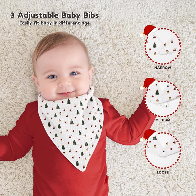 Susurration Muslin Baby Drool Bibs 6Pack Soft Triangular Adjustable Baby - Image 3