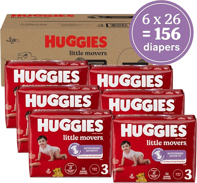 Huggies Size 3 Diapers, Little Movers Baby Diapers, Size 3 - Image 2