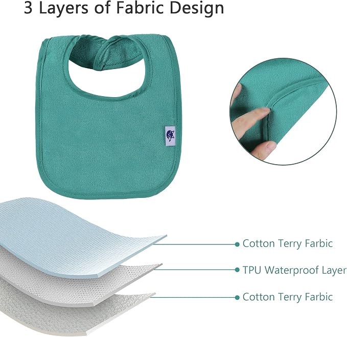 SPINFOX Waterproof Baby Bibs for Girls, Unisex Drool Bib Cotton Solid Knit - Image 3