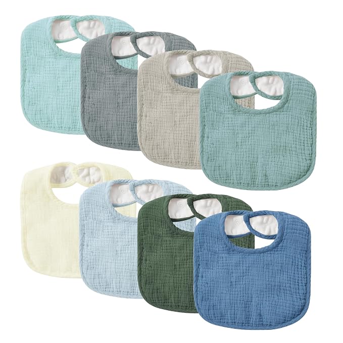JELLYMONI Muslin Baby Bibs 8 Pack Baby Bandana Drool Bibs by JELLYMONI
