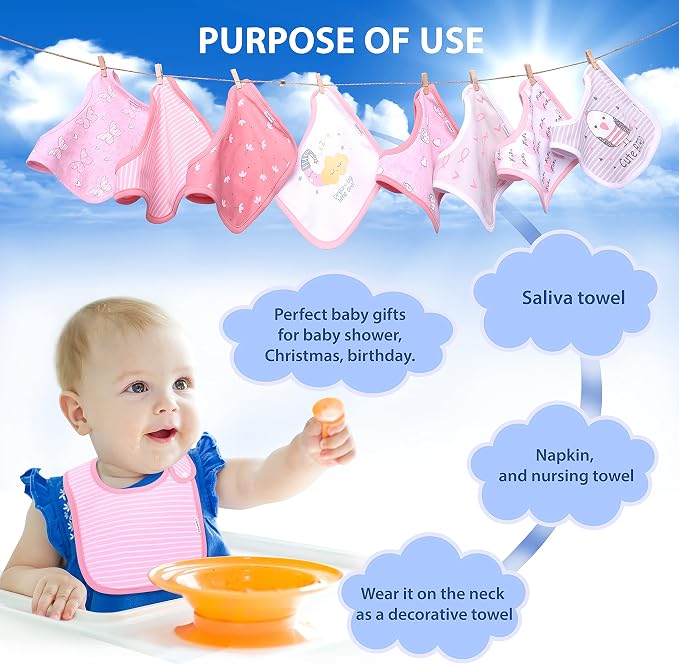DOKMA Set 8 Organic Cotton Baby Drool Bibs - Image 7