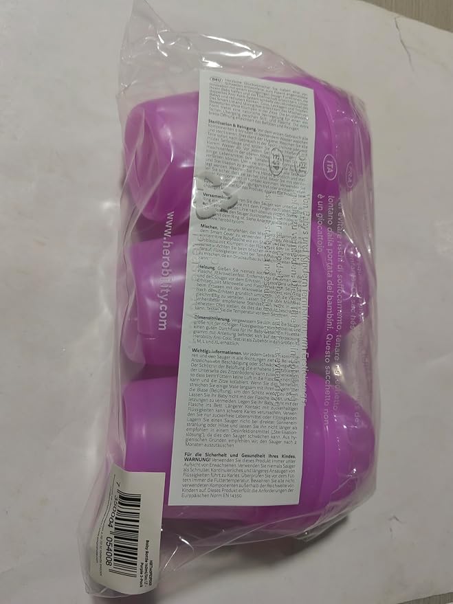 Herobility Double Anti-Colic Baby Bottles – 5 fl oz/140ml – 3-Pack – Purple - Image 7