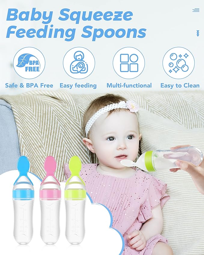 3 Pack Baby Food Feeder, 3 Oz Silicone Baby Feeder, 3 Colors Food Dispensing - Image 7