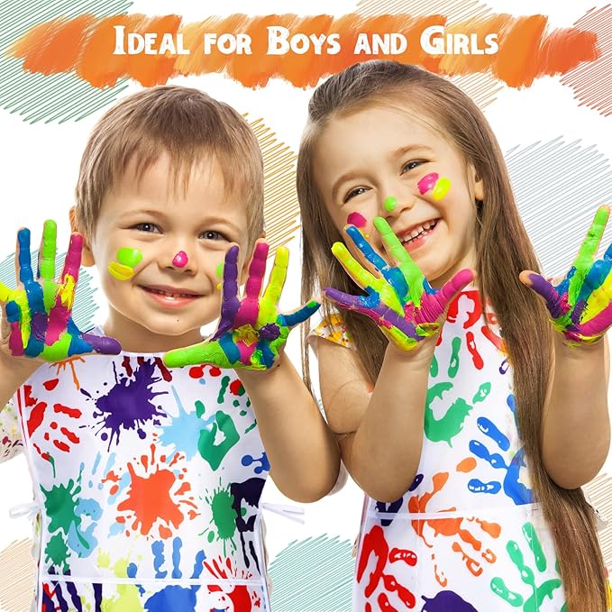 SATINIOR 2 Pieces Kids Art Smock Toddler Apron Waterproof Painting Artist Apron - Image 5