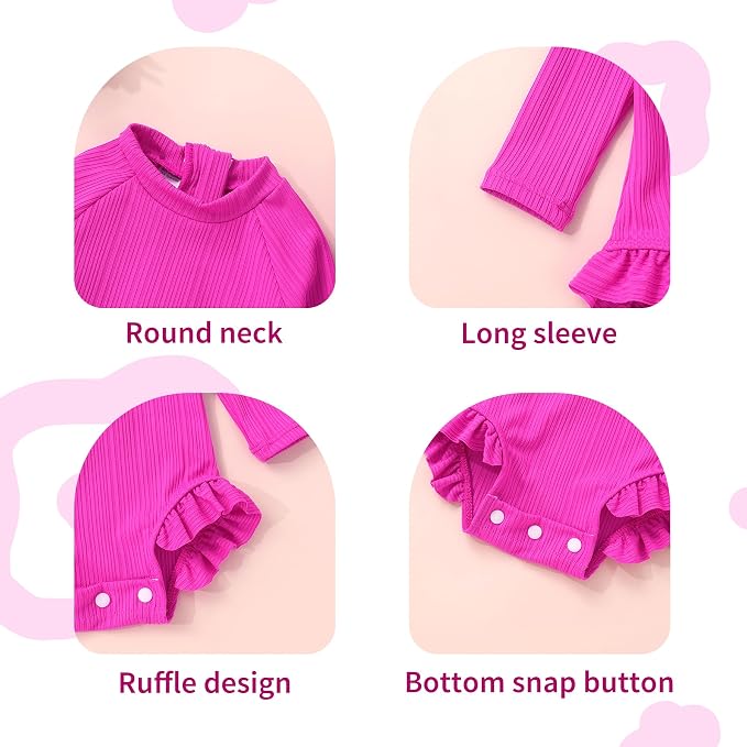 YOUNGER TREE Infant Baby Girls Swimsuit Long Sleeve Swimsuits One Piece - Image 4