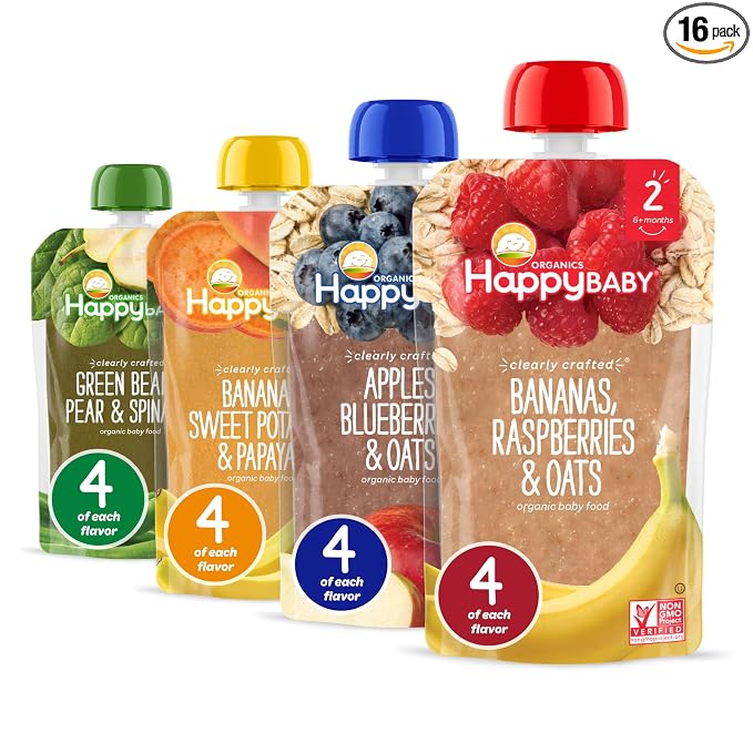 Happy Baby Organics Stage 2 Baby Food Pouches, Gluten Free, Vegan & Healthy by HappyBaby
