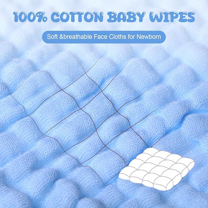 Breling 20 Pcs Baby Muslin Washcloth 12 x 12 Inch 100% Cotton Soft and - Image 3
