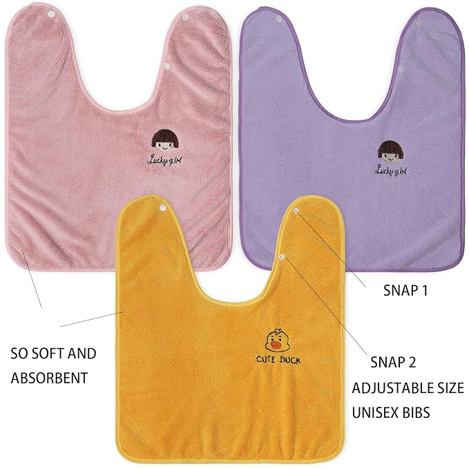 3 Pack Bibs for Baby Girls or Boys, Toddler Bibs for Feeding Teething Drooling - Image 2
