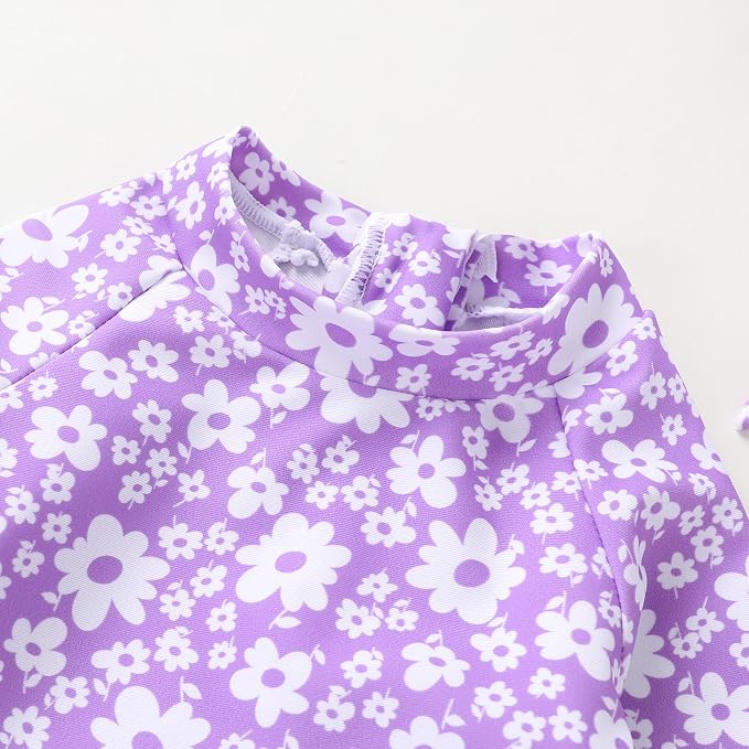 Infant Baby Girl Swimsuit One-Piece Long Sleeve Rash Guard - Image 5