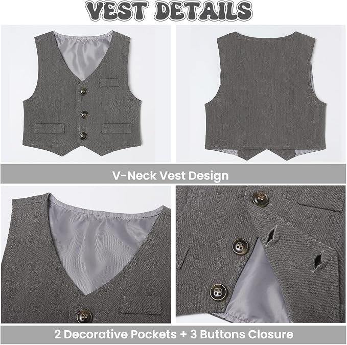 Baby Boy Clothes Suits Infant Gentleman Wedding Outfit Formal Dress Shirt Vest - Image 6